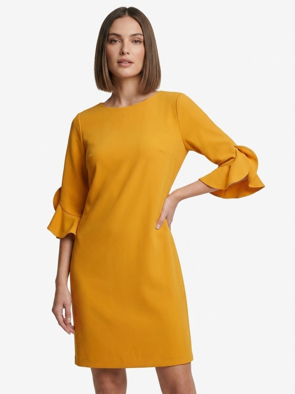Karl Lagerfeld Paris $138 P2P 17-18”Tulip Sleeve Crepe Shift Dress 6